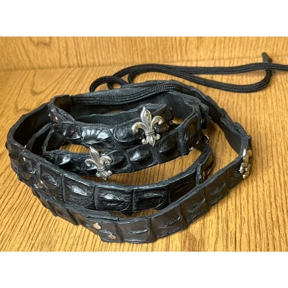Women ALLIGATOR CROCODILE Wrap around Black Belt 74 long  display picture 2
